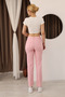 Women's Pink White Polka Dot High Waist Lycra Boyfit Cropped Leg Jean Trousers - 8