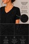 New Season Modal Cotton Women's V-Neck Floral Embroidered Stoned Basic T-Shirt Short Sleeve Casual - 3