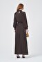 Women's Comfortable Fit Silk Satin Balloon Sleeve Dress Brown 31208 - 6