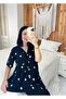 Hairless Black Color Heart Patterned Short Sleeve Maternity Pajama Set - 4