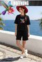 Unisex Casual Short Sleeve Set with Mouse Cartoons Print Outdoor Spring/Summer Fullshorts - 2