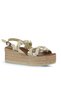Yellow Shiny Leather Women's Wedge Heeled Espadrille Sandals 01Wu6119 - 3