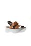 Tan Leather Women's Wedge Heeled Sandals 01Wu11400 - 3