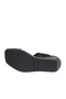 Black Leather Women's Wedge Heeled Sandals 01Wa0400 - 5