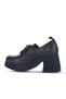 Navy Blue Leather Women Heeled Shoes 01Wz7003 - 4
