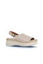Beige Leather Women's Flat Sandals 01Wy8208 - 2