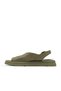Khaki Leather Women's Flat Sandals 01Wy9407 - 3