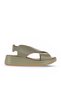 Khaki Leather Women's Wedge Heeled Sandals 01Wy5703