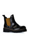Black Wrinkled Patent Leather Women's Flat Boots 01Wt0801 - 3