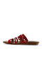 Red Leather Women's Flat Slippers 01Wu7445 - 4