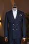 Exclusive double-breasted suit navy blue