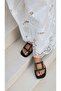 Vensia Flat Sole Flip Flops with Accessory Detail Women's Slippers Genuine Leather - 3