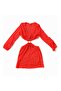 V-Neck Ring Linked Detail Fishnet Mesh Cotton Long Sleeve Women's Mini Beach Dress Orange - 6
