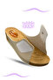 Women's Slippers – Velcro Leather Women's Slippers with Gel Heel Spur Support, Beige - 6