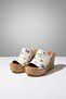 Women's Holi White Denim 10 cm Cork Sole Slippers K-920 - 3