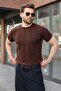 Brown Crew Neck Regular Fit Knitwear Men's T-Shirt E7487 - 5