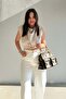 Striped Crop Blouse with Accessories Brown - 5