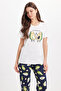 Women's regular fit classic cut cotton crew neck short sleeve printed pajama set - 2