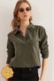 Women's Khaki Polo Neck Thessaloniki Blouse Blz- 19002810
