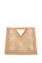 Women's Light Tan Wicker Braided Handbag