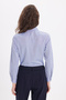 Women's Slim Fit slim fit long sleeve cotton bodycon textured light navy basic shirt - 8
