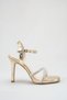 Women's Gold Stone Evening Dress Shoes Thin Heeled Ankle Strap Henna Wedding Sandals - 2