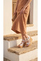 Four-Stripe High Wooden Look Sole Skin Buckle Summer Women's Wedge Sandals Shoes - 4