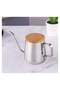 250ml Stainless Steel Drip Coffee Cookware with Wooden Lid,Gooseneck Spout Pour Over Kettle,Silver - 3
