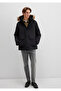 Hooded Black Parka Loose Fit / Loose Comfortable Cut 0110472-900 - 2