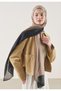 Gradient Pattern Hemp Shawl Black-Mink