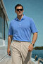 Men's Daily Comfortable A.Blue Polo Collar T-Shirt - 2