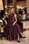 Women's Plum Double-Breasted Vest Skirt Two-Piece Set - High-Waisted Flared Skirt and Buttoned Vest Set - 2