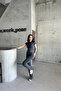 Women's Loose Flared Stretchy Gray Denim Pants - 3