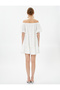 Mini Madonna Collar Dress Off-The-Shoulder Layered Daisy Detail - 4
