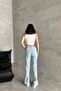 Women's Loose Flared Leg Stretchy B.Blue Denim Trousers - 6