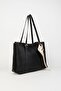 Women's Black Medium Compartment Faux Leather Medium Size Snap Fastener and Zipper Closure Handbag and Shoulder Bag - 3