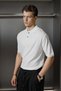 Men's Relaxed Fit Ribbed Knitwear Polo Neck T-Shirt White - 5
