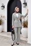 Linen Look Suit with Hooded Tunnel Bridge Jacket - Light Gray