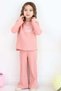 Girl's Pantsuit with Text Embroidery and Bow Detail, Ages 4-8, Dried Rose Color - 2