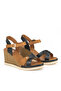 , Women's Genuine Leather Wedge Heel Sandals 161992Z505 Black - 4