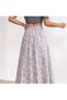 Women's Satin Fabric Flared Skirt with Pockets and Elastic Waist, Length 90 cm - 3
