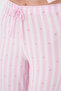 Striped Long Sleeve Baby Collar Front Bow Tie Detailed Pants Pajama Set - 5