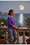 Mercerized Crew Neck Three Quarter (Capri) Sleeve Knitwear Thin Blouse - 3