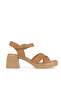 , Women's Genuine Leather Heeled Sandals 161992Z1910 Tan - 3