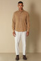 Watt Men's Velvet Sports Shirt - Comfort Slim Fit, Camel Hair Detail - 4