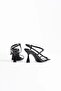 Women's Black Patent Leather Heeled Sandals Tr02My01A - 6