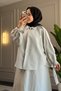 9179 - Loose Tie Sleeve Detailed Women's Shirt Skirt Set - 5