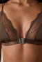 Brown Lace Triangle Bra Without Underwire and Padding - 6