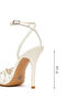 Women's Cream Ankle Buckle High Thin Heeled Leather Sandals 26Sfd121816 - 5