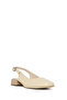Women's Beige Open Back Short Block Heel Pack Leather Shoes 26Pfd411418 - 7